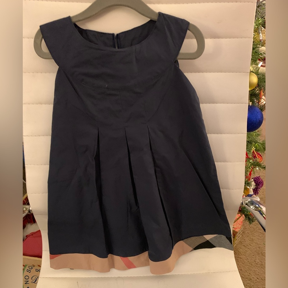 Sleeveless Burberry Cotton Dress with Tan Novacheck Trim